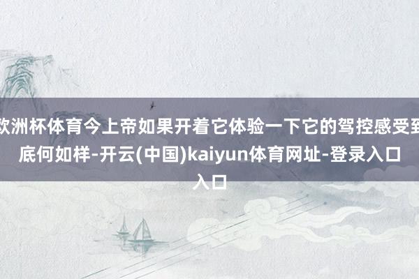 欧洲杯体育今上帝如果开着它体验一下它的驾控感受到底何如样-开云(中国)kaiyun体育网址-登录入口