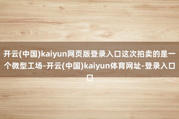 开云(中国)kaiyun网页版登录入口这次拍卖的是一个微型工场-开云(中国)kaiyun体育网址-登录入口