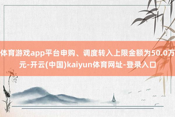 体育游戏app平台申购、调度转入上限金额为50.0万元-开云(中国)kaiyun体育网址-登录入口