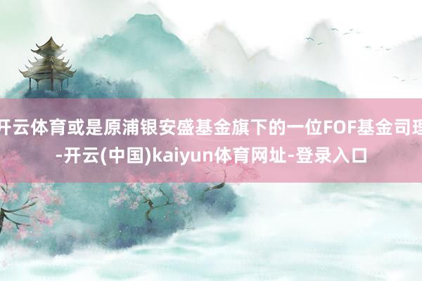 开云体育或是原浦银安盛基金旗下的一位FOF基金司理-开云(中国)kaiyun体育网址-登录入口