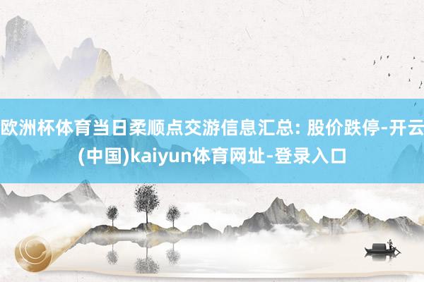 欧洲杯体育当日柔顺点交游信息汇总: 股价跌停-开云(中国)kaiyun体育网址-登录入口